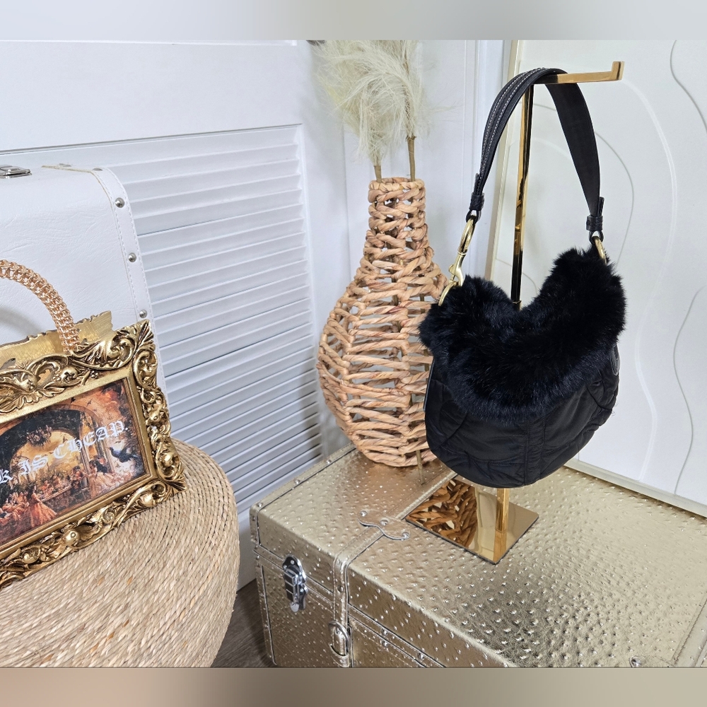 BLACK RABBIT FUR COACH HOBO PURSE 🖤